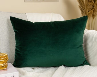Dark Green Velvet Pillow Cover: Luxury Decorative Cushion Cover All Sizes