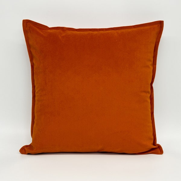 Funda de cojín naranja quemado de terciopelo de lujo, funda de almohada naranja quemado de terciopelo, (todos los tamaños)