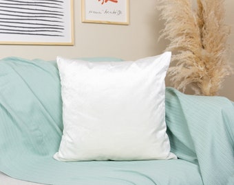 Customisable Luxury White Velvet Pillow-Cushion Cover, Velvet Lumbar Pillow, and White Velvet Pillowcase in Any Size