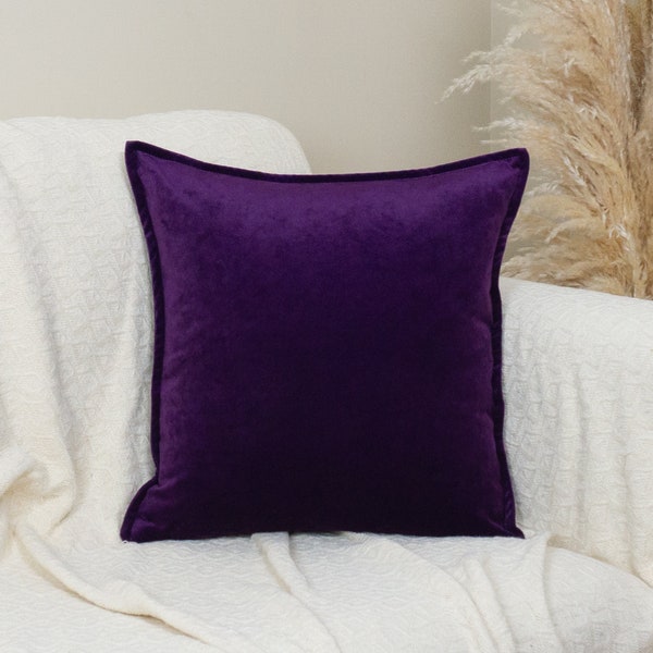 Luxury Velvet Deep Purple Pillow Cover, Aubergine Vevlet Cushion Cover  (All Sizes)