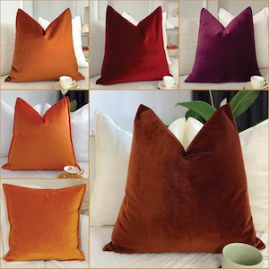 Premium Velvet Cushion Covers: Rust Throw Pillow Covers All Sizes