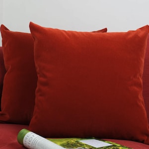 Luxury Velvet Tomato Red Lumbar Pillow Covers Rust  Cushion Covers, (All Sizes)