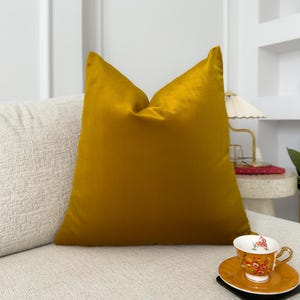 Luxury Velvet Mustard Pillow Cover Decorative Mustard Cushion Cover Amber Lumbar Pillow Cover(All Sizes)