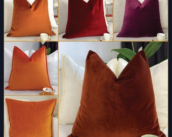 Premium Velvet Cushion Covers: Rust Throw Pillow Covers All Sizes