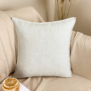 Linen Floor Pillow Seating Cushion with Removable Zippered Cover Thick  Round 18