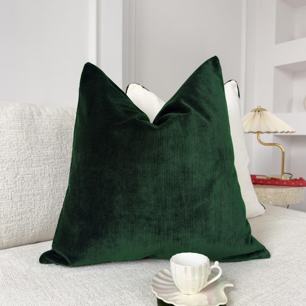 Cord Velvet Dark Green Pillow Cover Home Decor Green Cushion Cover (All Sizes)