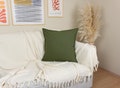 Linen Moss Green Pillow Cover, Upholstery Linen Moss Green Pillow-Cushion Covers (All Sizes)
