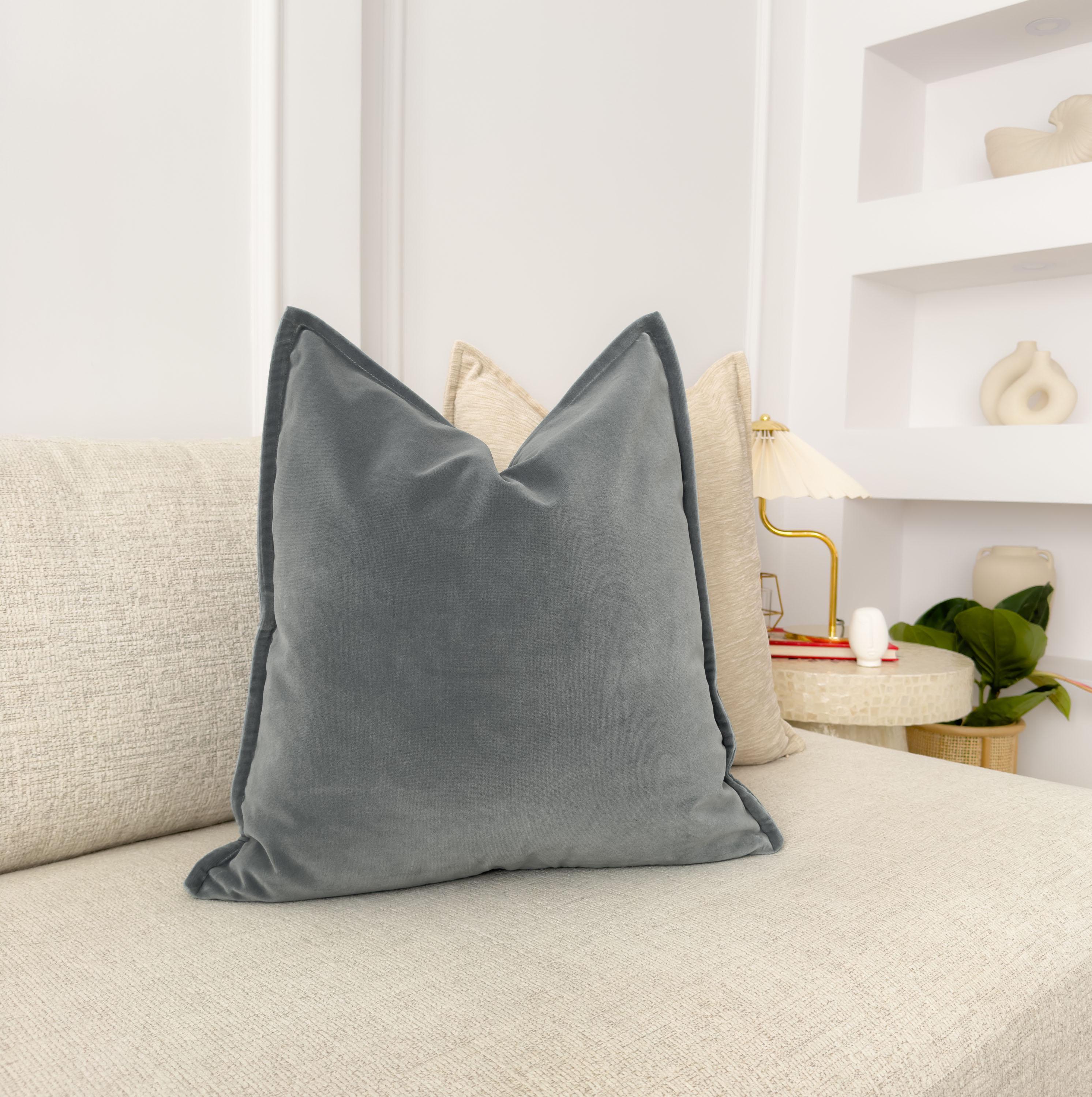 Pillow Cover Gray Velvet Throw Pillows Velvet Dark Grey Cushion