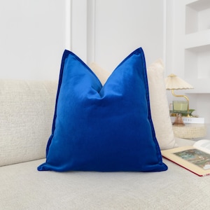 Premium Velvet Royal Blue Pillow Cover Navy Blue Cushion Cover Long Pillow Navy Lumbar Pillow Cover (All Sizes)