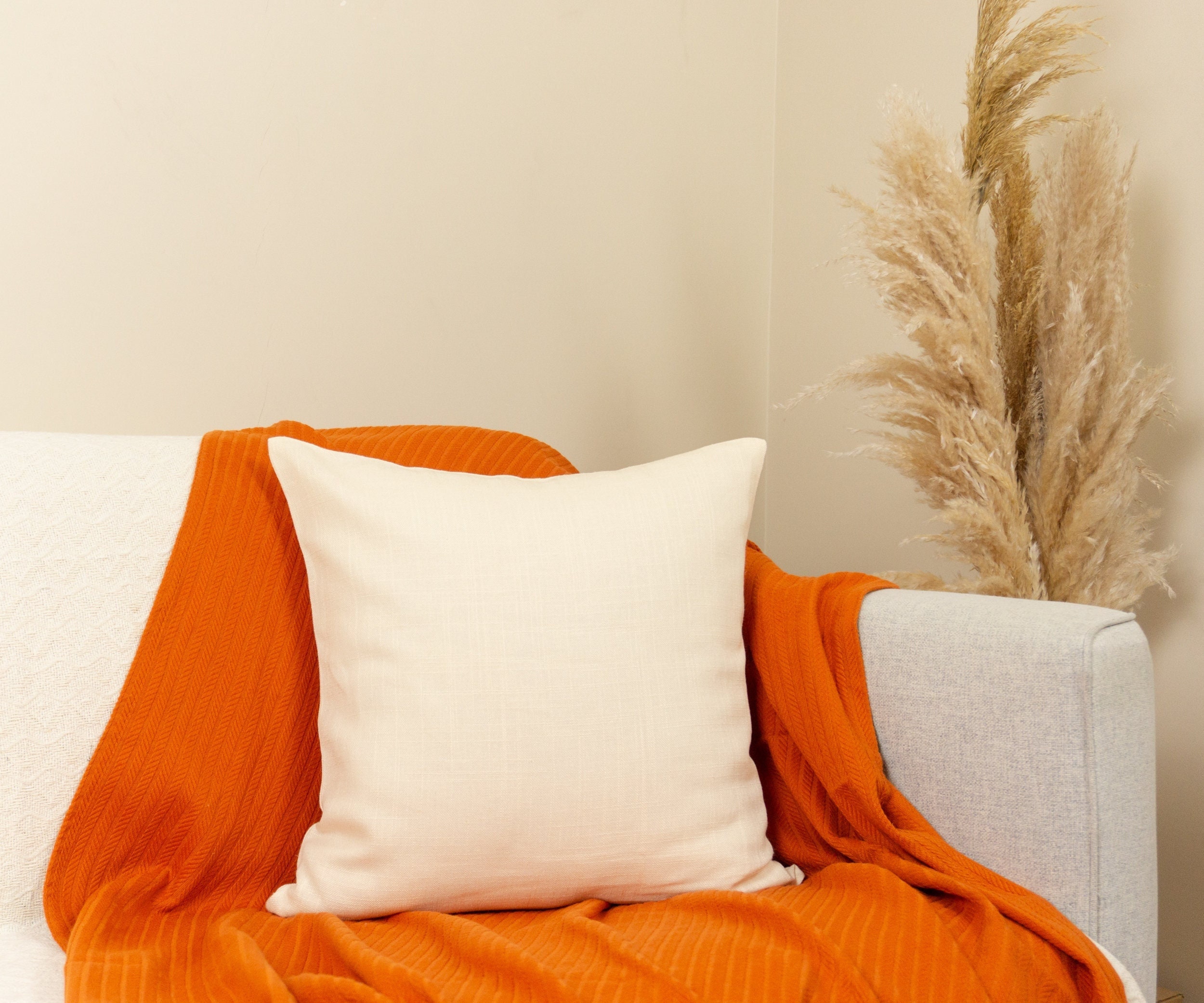 Natural Washed Cotton Linen off White Pillow Covercushion Cover, Cream