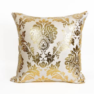 Gold Damask Velvet Pillow Cover: Luxury Decorative Cushion Cover All Sizes
