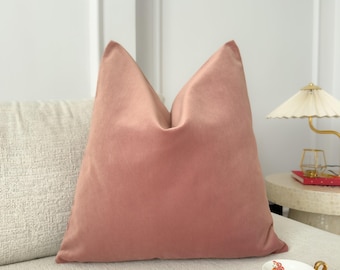 Velvet Dusty Pink Cushion Cover Powder Pink Sofa Cushion Soft Cotton Velvet Lumbar Cushion for Couch or Bed