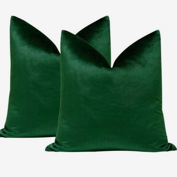 Velvet Christmas Green Pillow Cover, Velvet Shiny Christmas Green Cushion Cover, Christmas Decor (All Sizes)