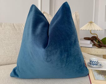Velvet Cobalt Blue Cushion Cover Navy Blue Sofa Cushion Soft Cotton Velvet Lumbar Cushion for Couch or Bed