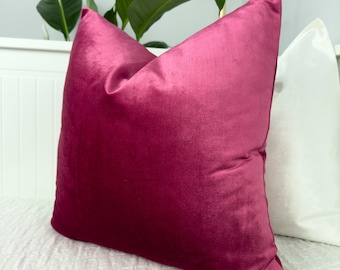 Velvet Fuchsia Pillow Cover: Decorative Pink Cushion Cover All Sizes