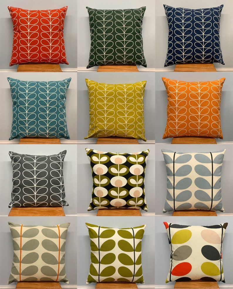 Cotton Linen Scandinavian Style Linear Stem Cushion Covers , 16 Pattern 画像 1