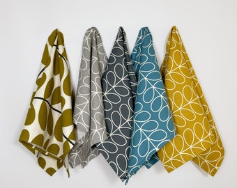 Cotton Linen Scandinavian Style Linear Stem Tea Towels 45x65cm / 18x26"