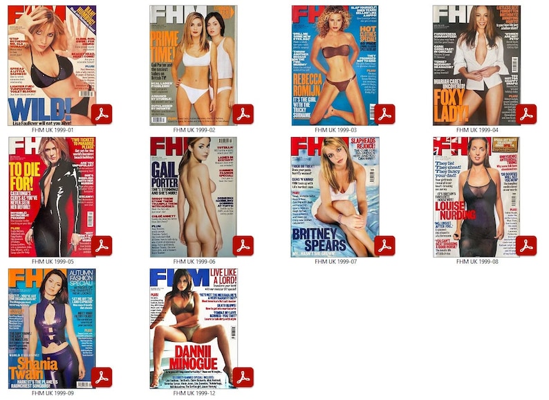 10 x Exclusive FHM UK Magazines Back Ausgaben 1999 PDF Digital Downloads Bild 1