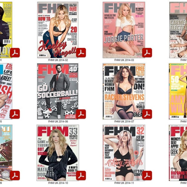 12 x FHM UK Magazines back issues 2014 - PDF Digital Downloads