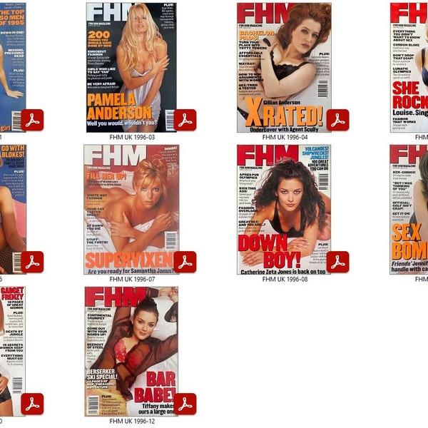 10 x Magazines FHM UK exclusifs, anciens numéros de 1996 - Téléchargements numériques PDF