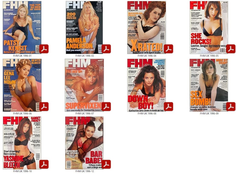 10 x Magazines FHM UK exclusifs, anciens numéros de 1996 Téléchargements numériques PDF image 1