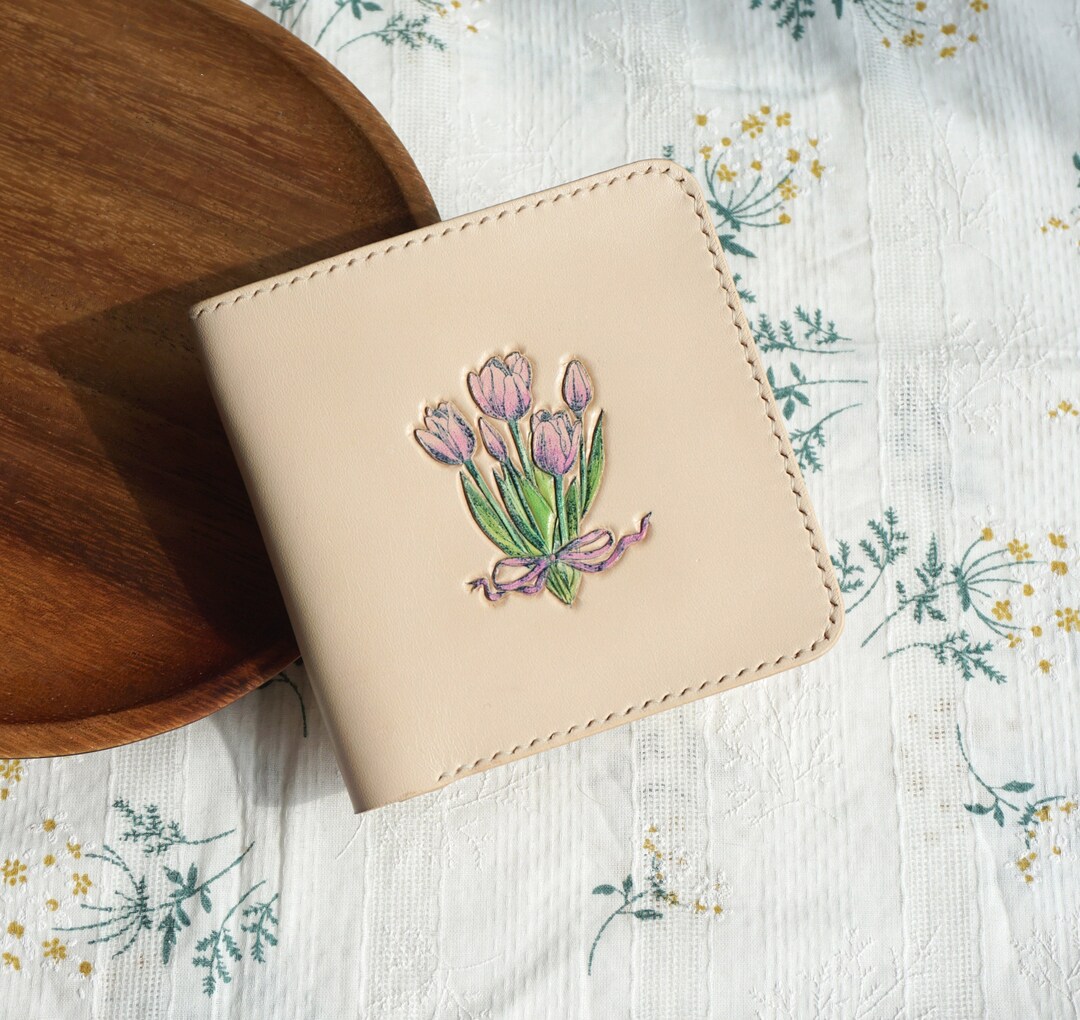 Tulip Wallet Tulip Embossed Cute Bifold Wallet for Her Etsy