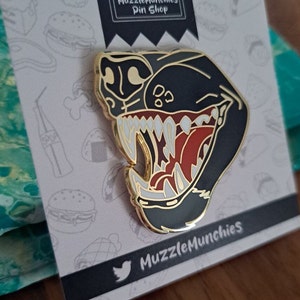 Black White and Gold Wolf Maw Hard Enamel Pins