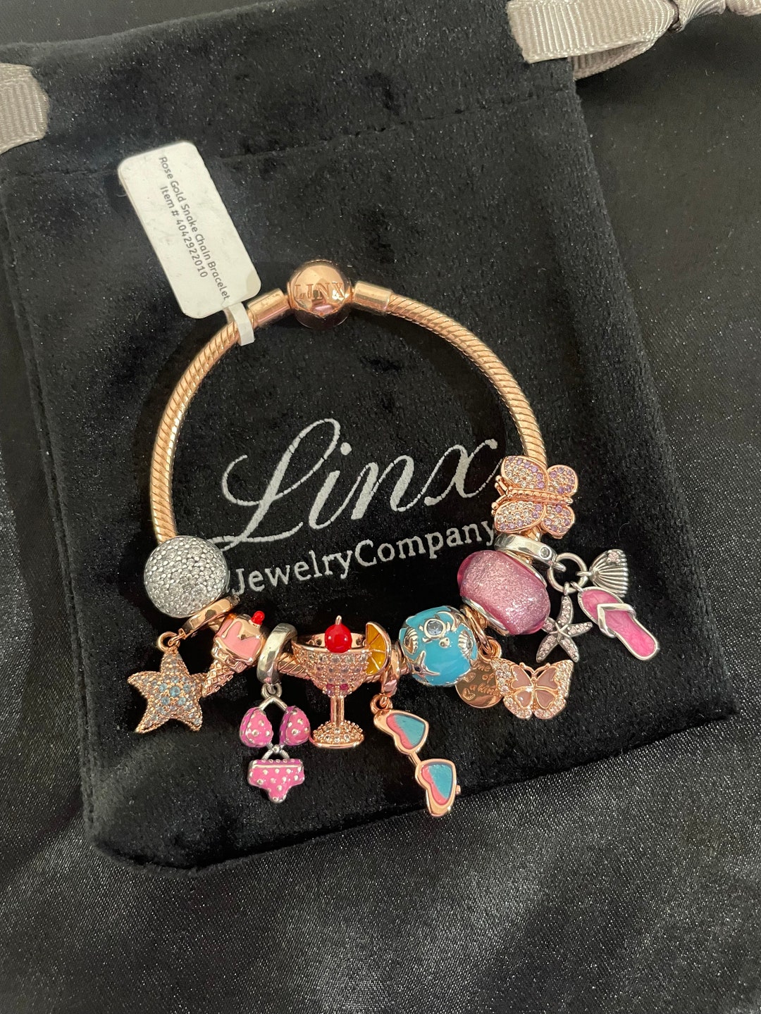 Linx Rose Gold Charm Bracelet With Beach and Summer Themed Charms Etsy