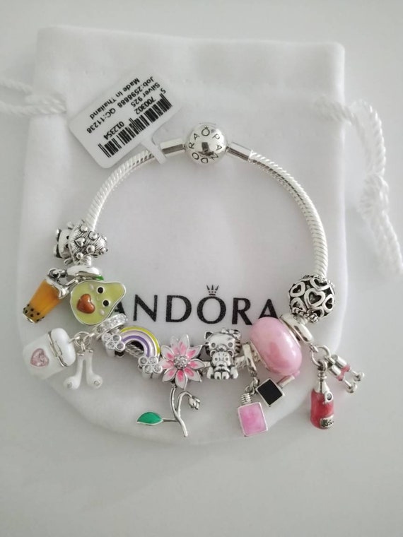 Pandora Bracelet With Pink Character Themed Charms 