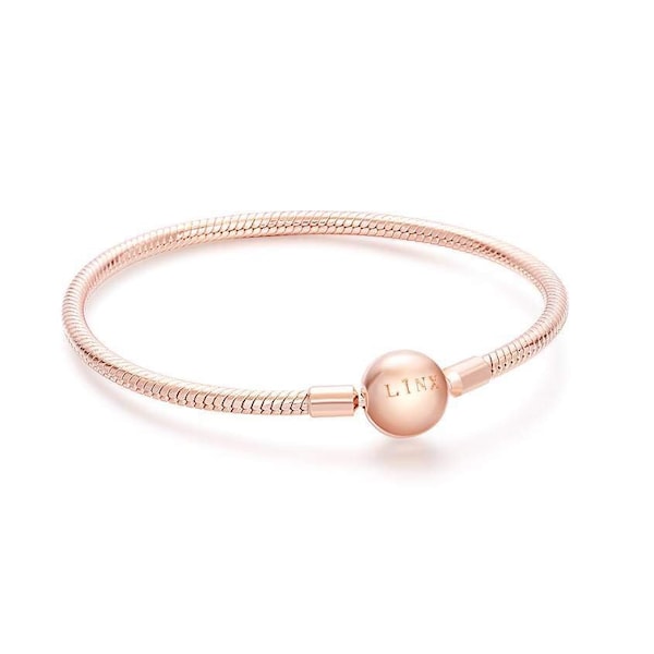 Linx Rose Gold Snake Chain Charm Bracelet with Ball Clasp