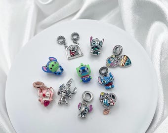 Sterling Silver Lilo and Stitch Bracelet Charms 10 Pieces