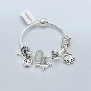 Linx Snake Chain Bracelet with Dachshund Weenie Dog Themed Charms 925 sterling silver