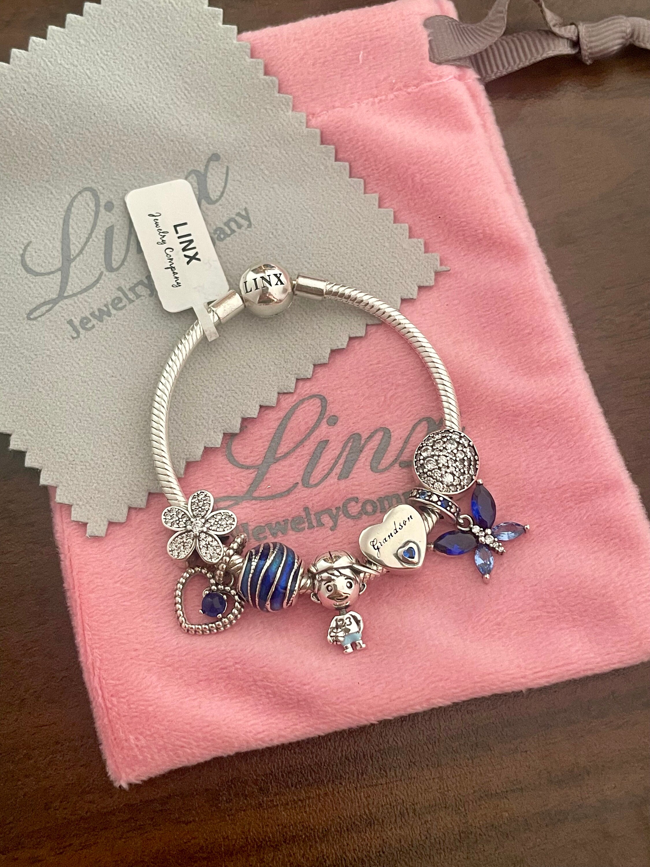 Linx Silver Snake Chain Charm Bracelet With Grandmother and