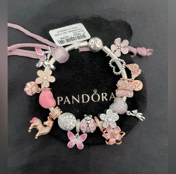 Pandora Bracelet With Pink and Rose Gold Character Themed Charms -   Hong Kong