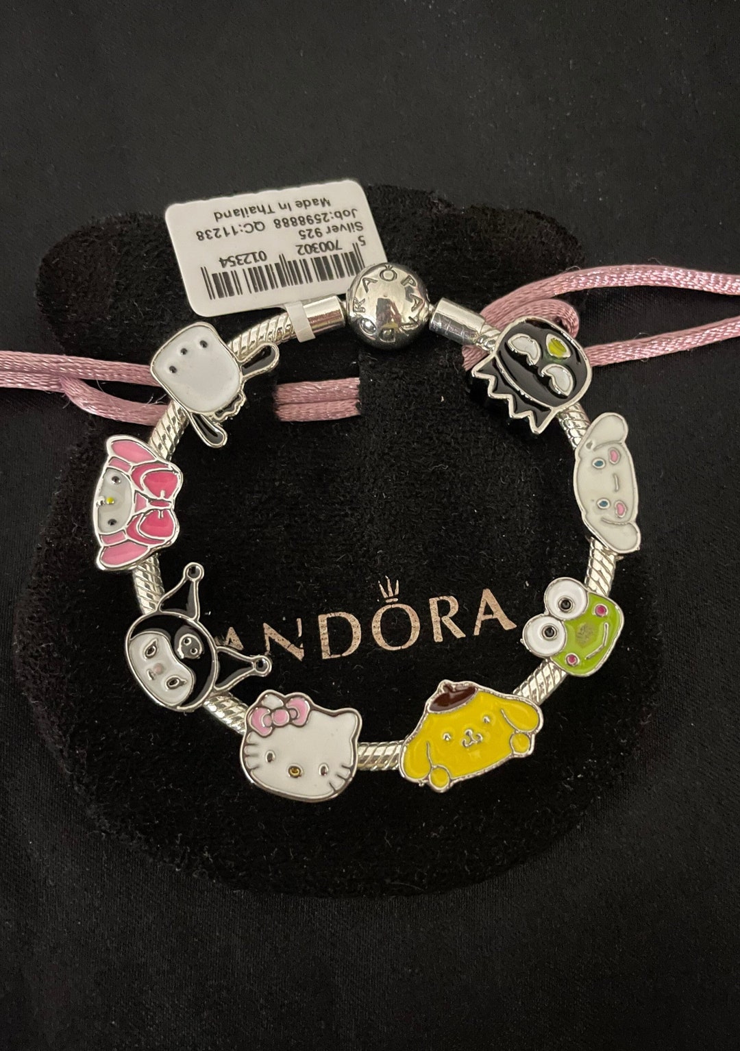 TWO Hello Kitty Cat With Bow European Bracelet Dangle Bead Charms Fit  Pandora 