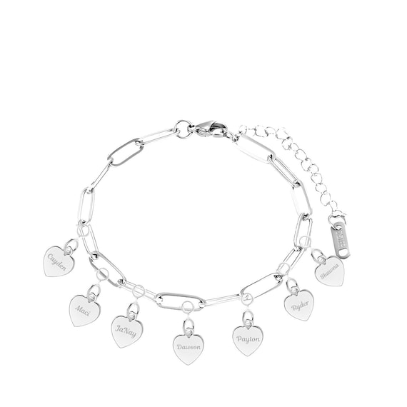 Paper Clip Style Charm Bracelet With Extender and Custom Engraved