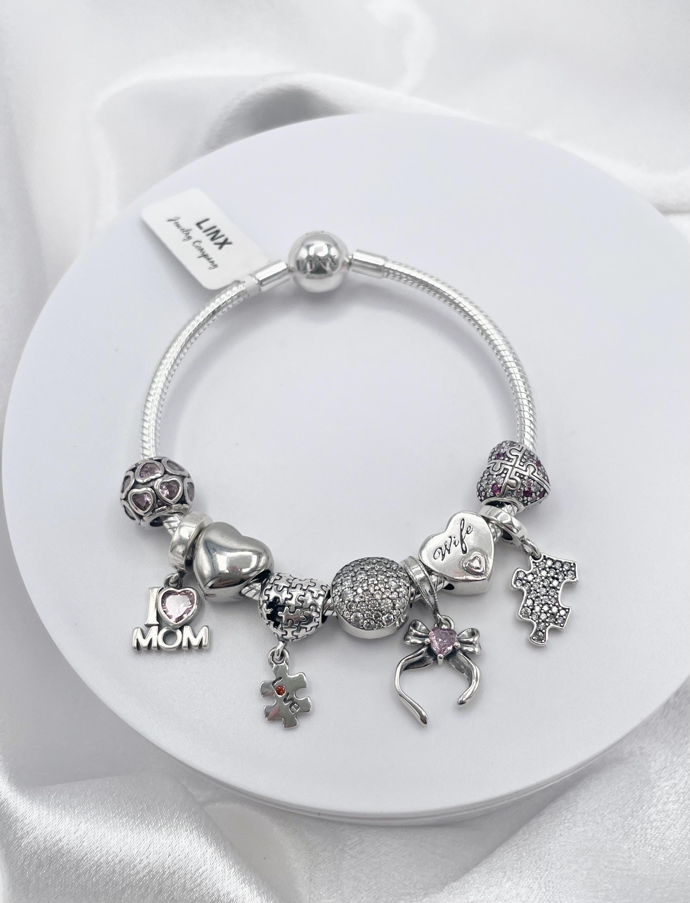 925 Sterling Silver Charm Bracelet: Autism Mom & Wife Theme - Etsy