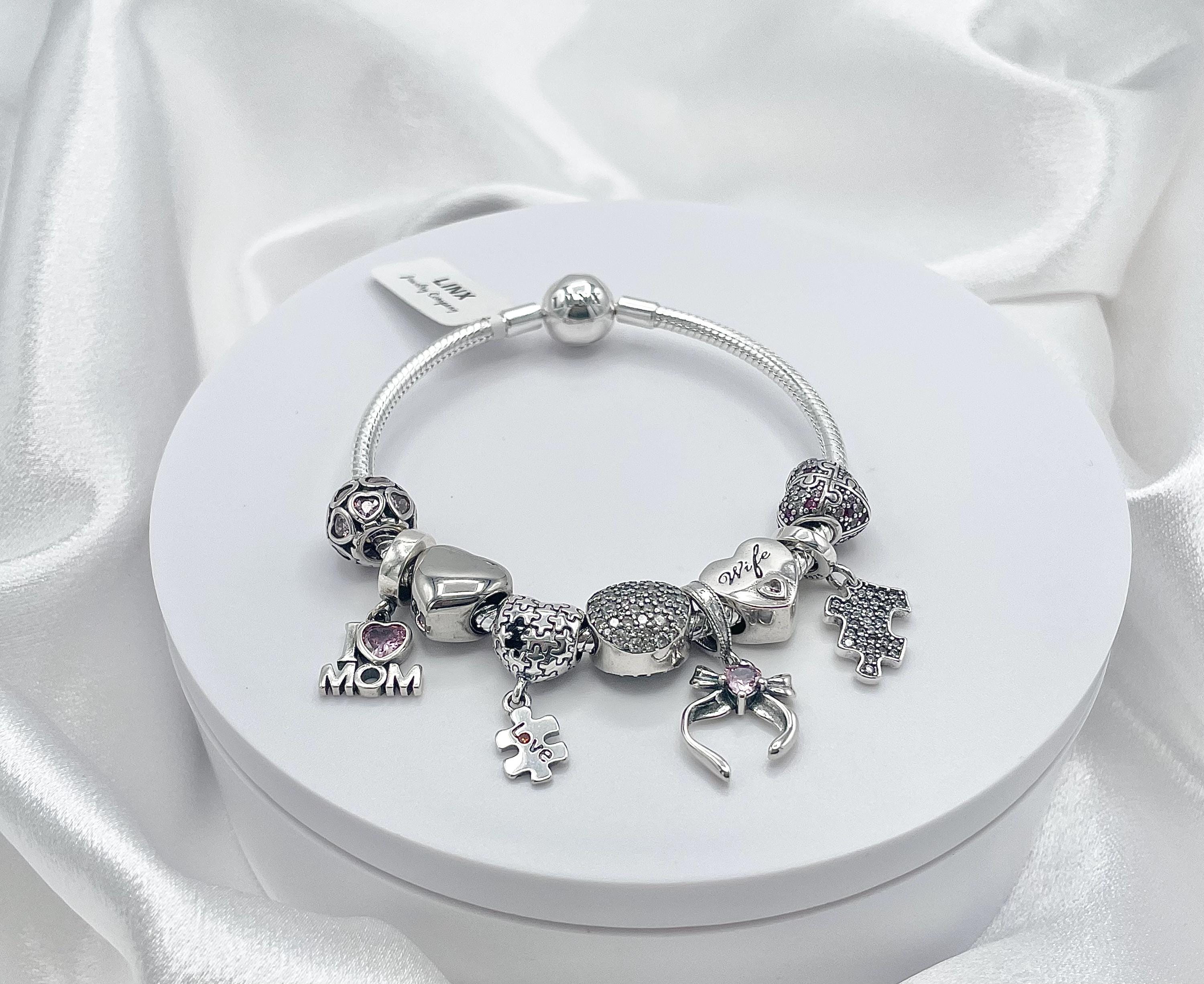 925 Sterling Silver Charm Bracelet: Autism Mom & Wife Theme - Etsy