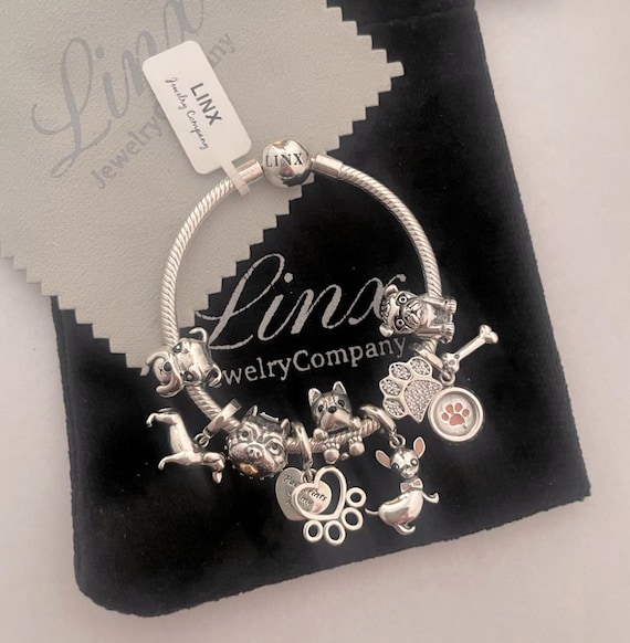 Dog Mom Bone Paws Head Charm Sterling Silver Dog Mom Bone Paws Head Charm Sterling Silver