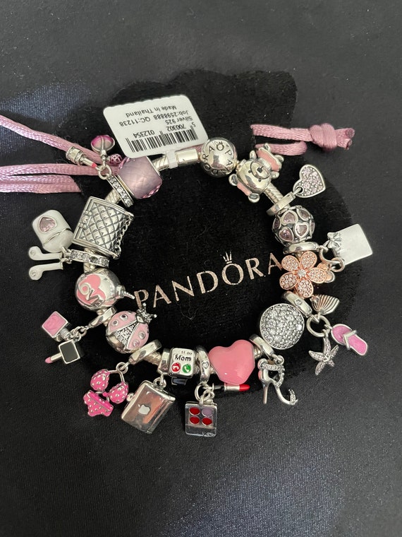 Pandora Bracelet with Pink Character Themed Charms