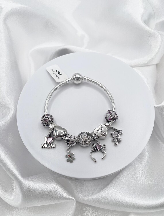 925 Sterling Silver Charm Bracelet: Autism Mom & Wife Theme - Etsy