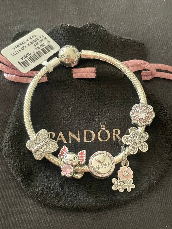 Pandora Bracelet With Pink Character Themed Charms 