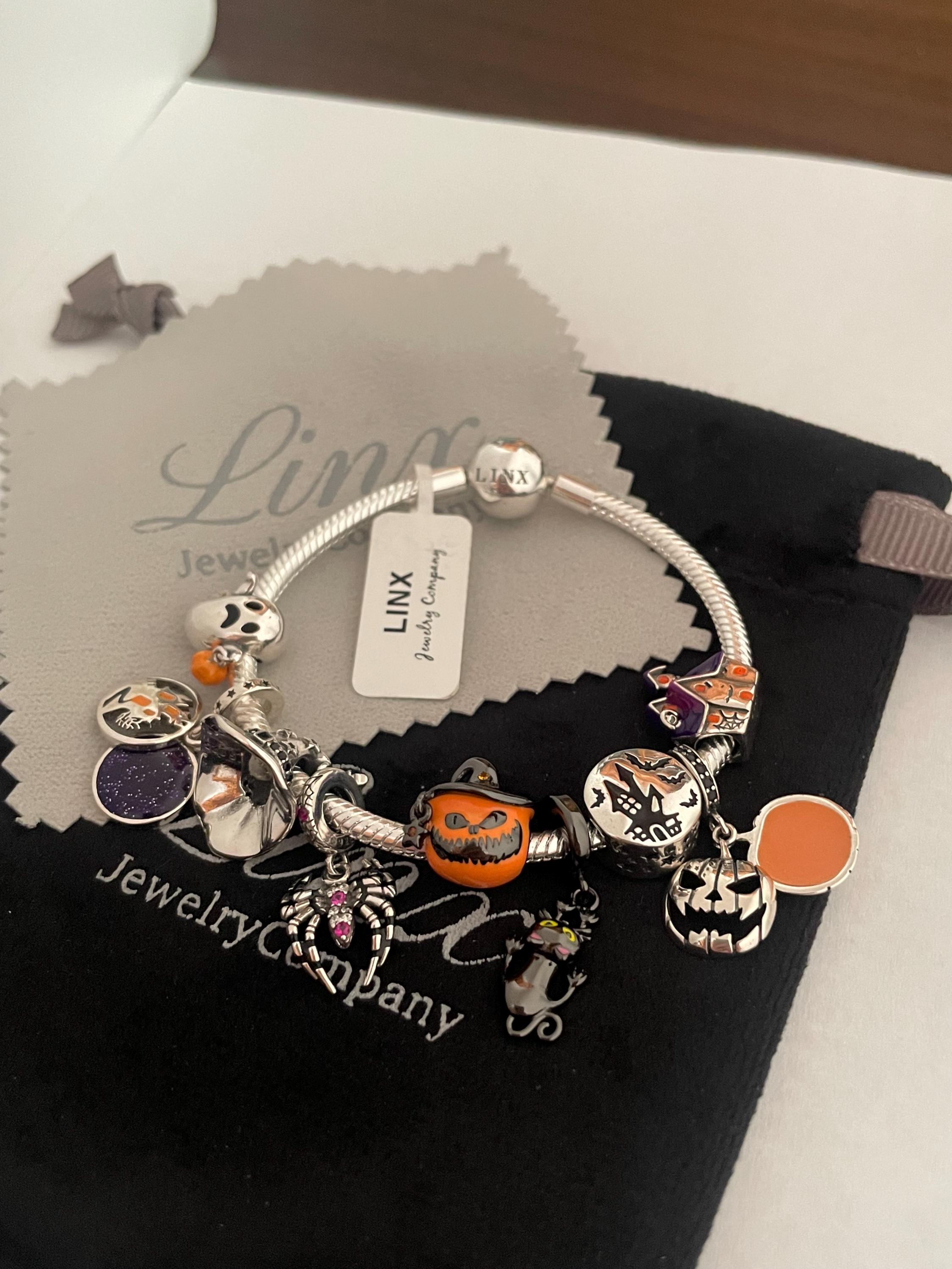 Linx Silver Snake Chain Bracelet With Halloween Witch
