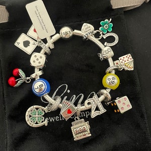 Linx Charm Bracelet with Gambling Casino Themed Charms
