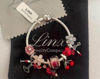 Linx スターリングシルバー スネークチェーン チャームブレスレット