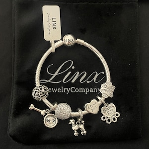 Linx Snake Chain Bracelet with Poodle  Themed Charms