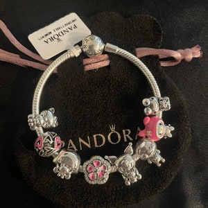 Pandora Bracelet With Pink Kitty and Friends Themed Charms 