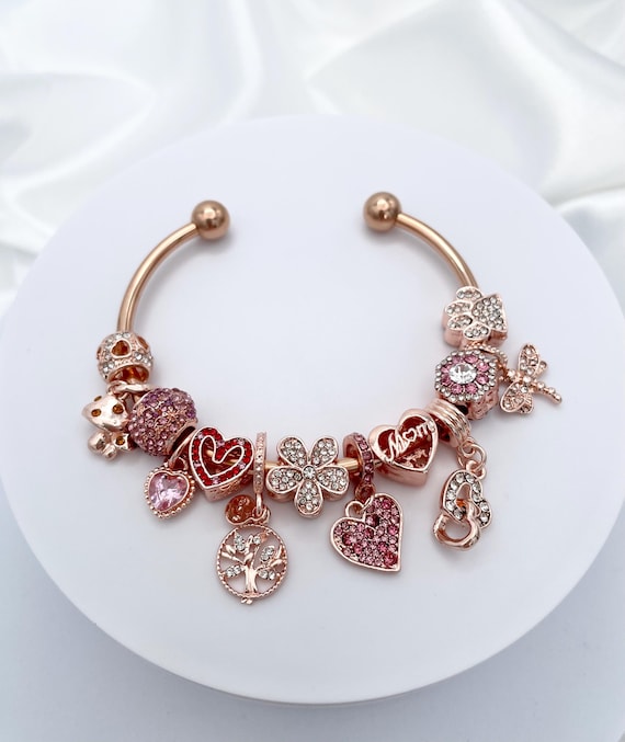 Linx Rose Gold Open Bangle With Rosegold and Pink Zircon Mom