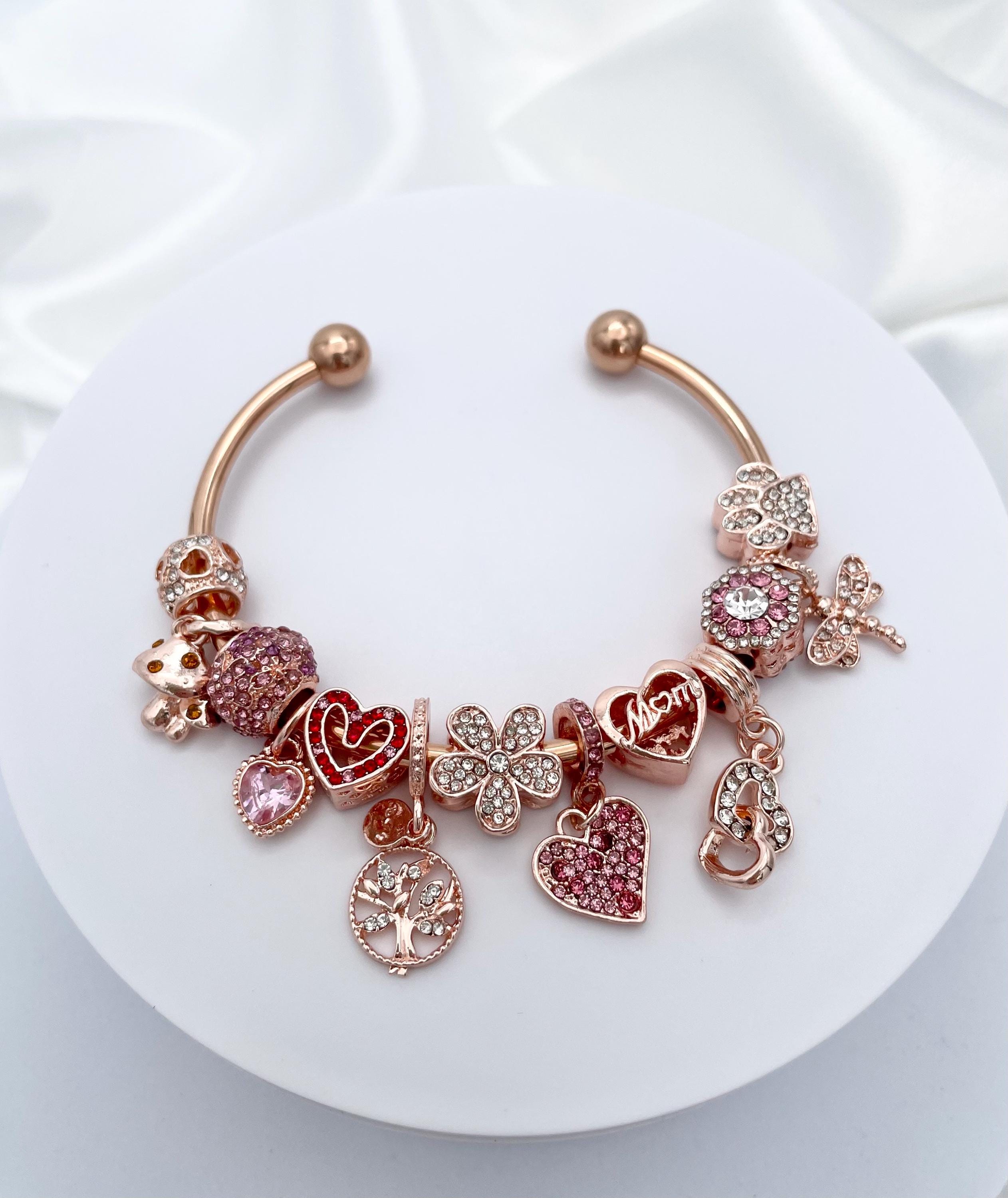 Linx Rose Gold Open Bangle With Rosegold and Pink Zircon Mom