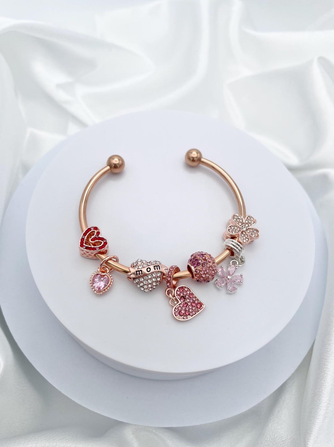Linx Rose Gold Open Bangle With Rosegold and Pink Zircon Mom